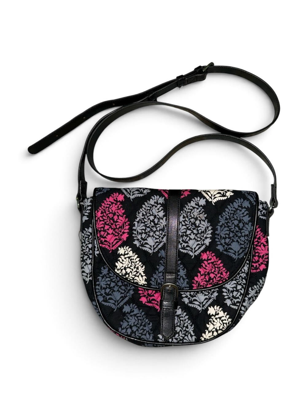 Vera Bradley Northern Lights Floral Slim Quilted Saddle Bag New